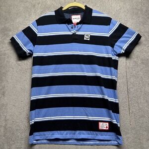 Bobson Men's Blue Striped Polo Shirt Short Sleeve Cotton Japan XL